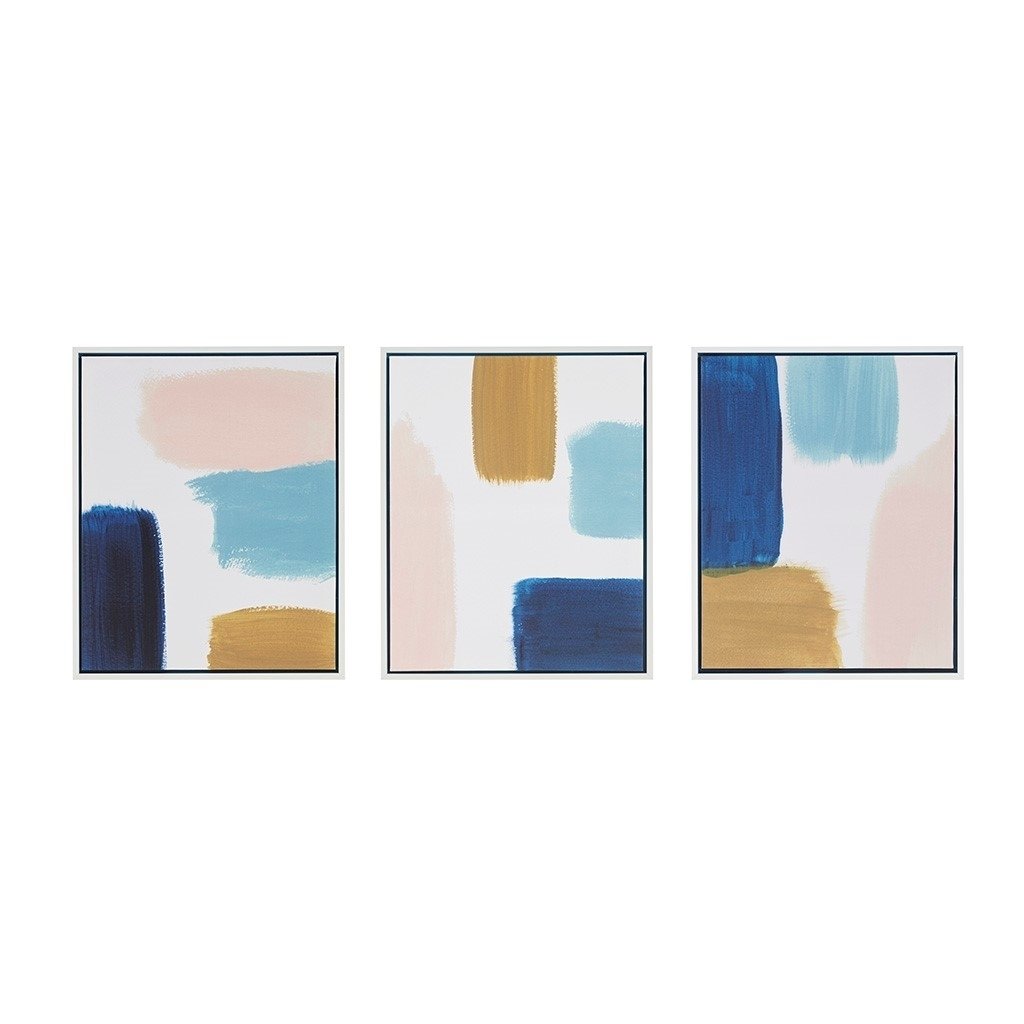 Gracie Mills Ollie Abstract Framed Canvas 3 Piece Set - GRACE-14294 Image 1