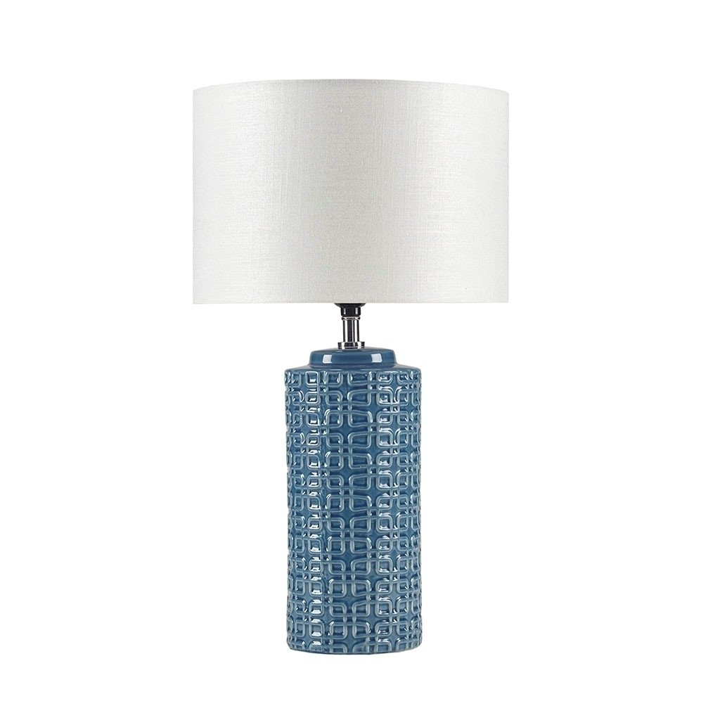 Gracie Mills Litzy Blue Geometric Ceramic Table Lamp GRACE-14415 Modern Design Image 1