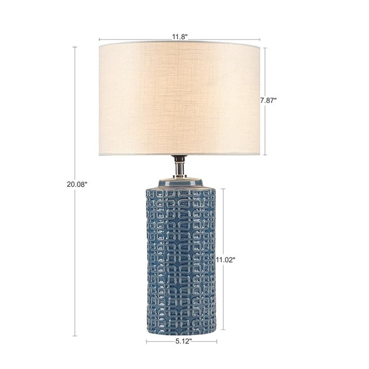 Gracie Mills Litzy Blue Geometric Ceramic Table Lamp GRACE-14415 Modern Design Image 2