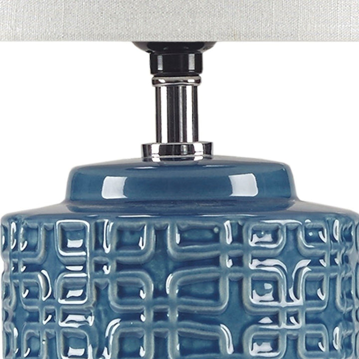 Gracie Mills Litzy Blue Geometric Ceramic Table Lamp GRACE-14415 Modern Design Image 3