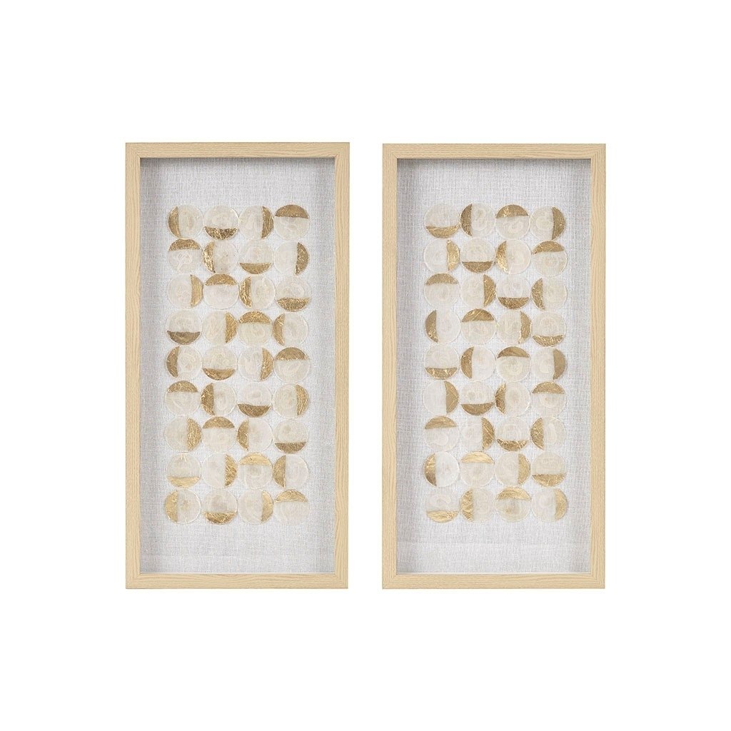 Gracie Mills Ritter 2-Piece Capiz Shell and Gold Foil Shadowbox - GRACE-14529 Image 1