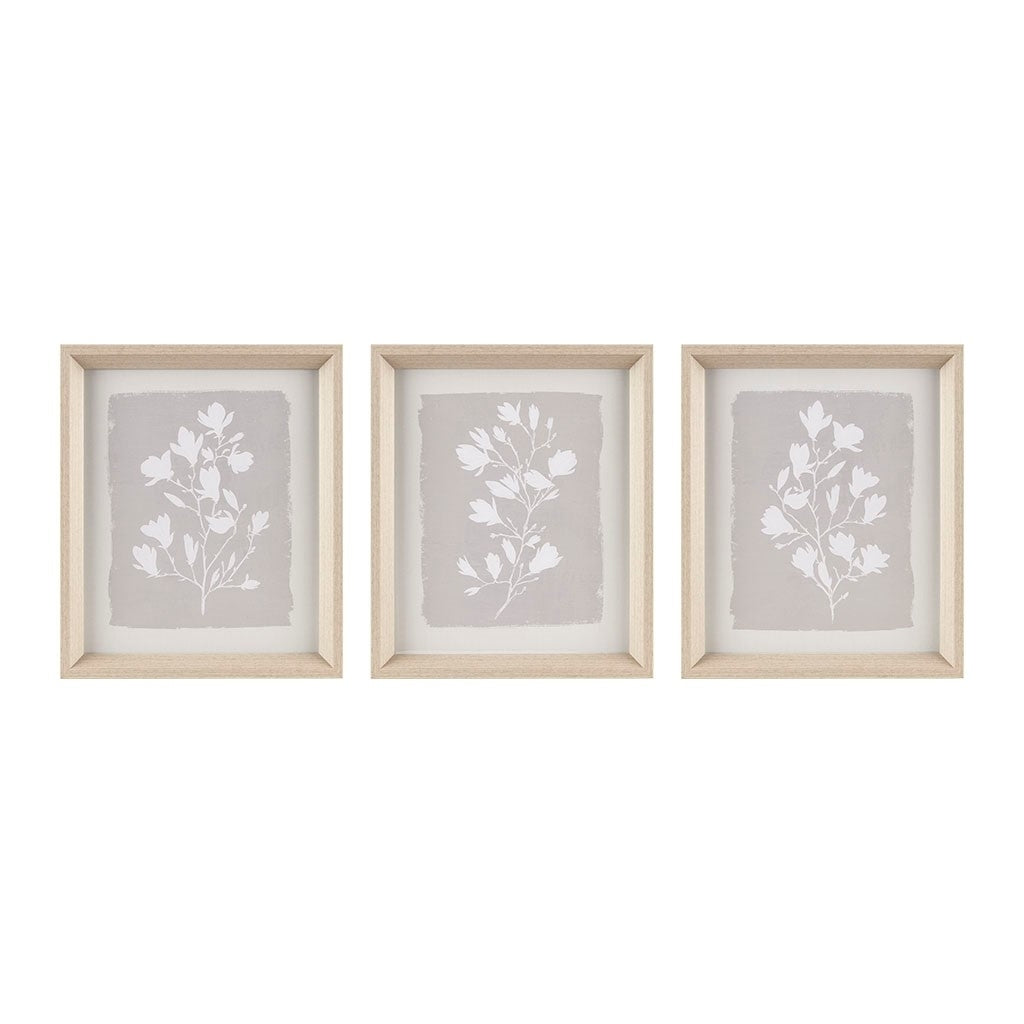 Gracie Mills Mccall 3-Piece Botanical Floral Framed Glass Wall Art Set - GRACE-14849 Image 1