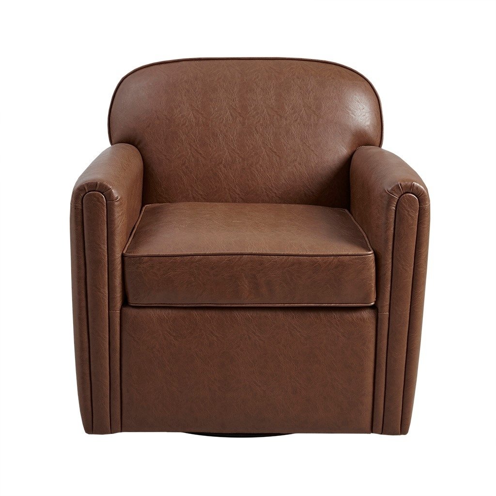 Gracie Mills Avah Fully Upholstered Faux Leather 360 Degree Swivel Arm Chair - GRACE-14967 Image 1