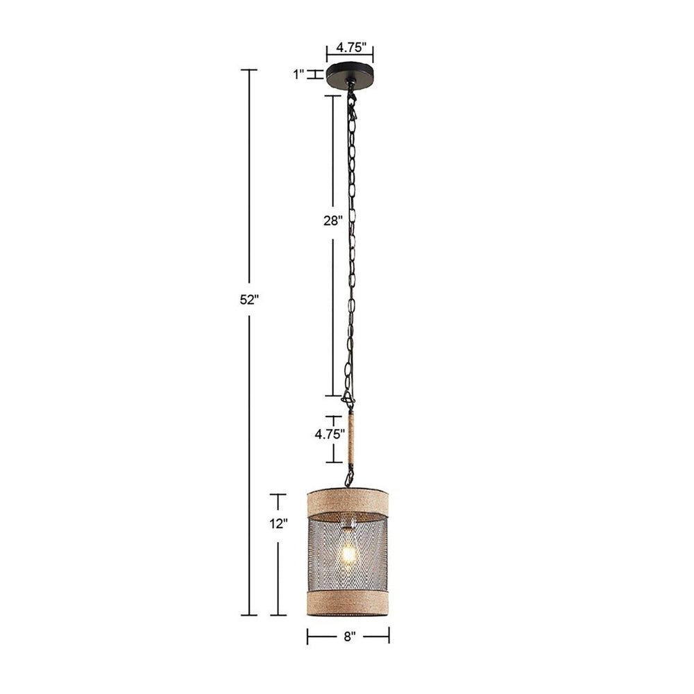 Gracie Mills Manning Coastal Charm Rope and Metal Mesh Cylinder Pendant Light - GRACE-15041 Image 2