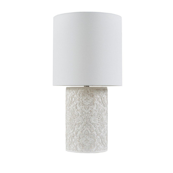 Gracie Mills Elmer Floral Resin Table Lamp Ivory GRACE-15163 3-Way Switch Image 1