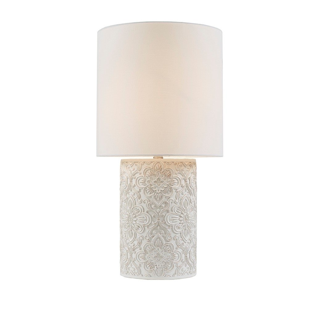 Gracie Mills Elmer Floral Resin Table Lamp Ivory GRACE-15163 3-Way Switch Image 2