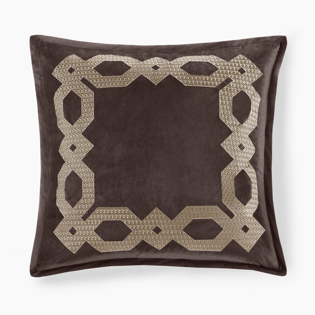 Gracie Mills Mallor Geometric Embroidered Velvet European Pillow Sham - GRACE-14872 Image 1