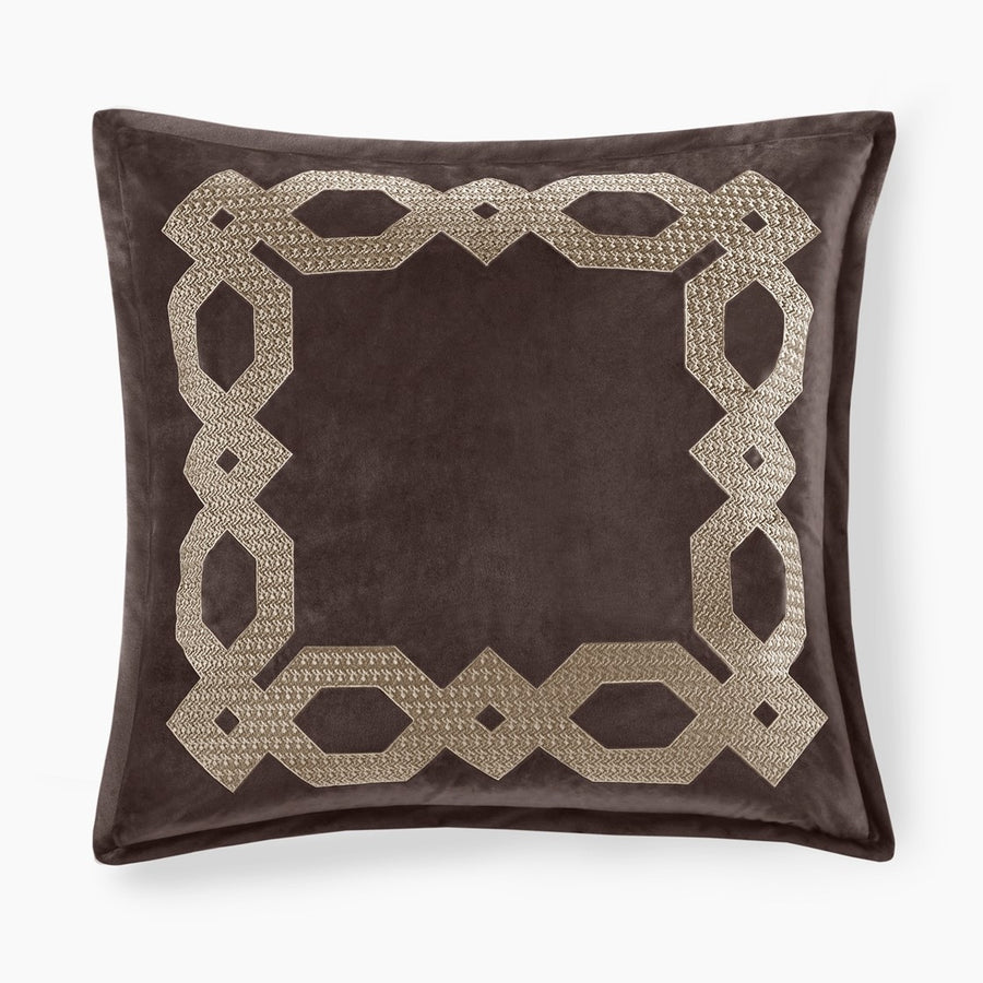 Gracie Mills Mallor Geometric Embroidered Velvet European Pillow Sham - GRACE-14872 Image 1