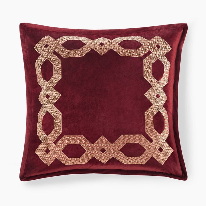 Gracie Mills Mallor Geometric Embroidered Velvet European Pillow Sham - GRACE-14872 Image 1