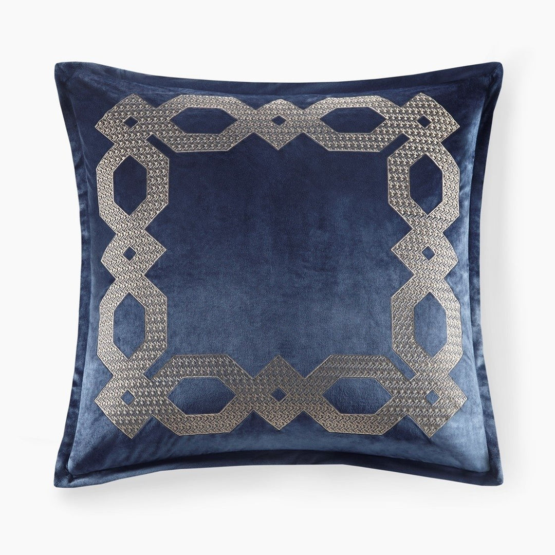 Gracie Mills Mallor Geometric Embroidered Velvet European Pillow Sham - GRACE-14872 Image 1