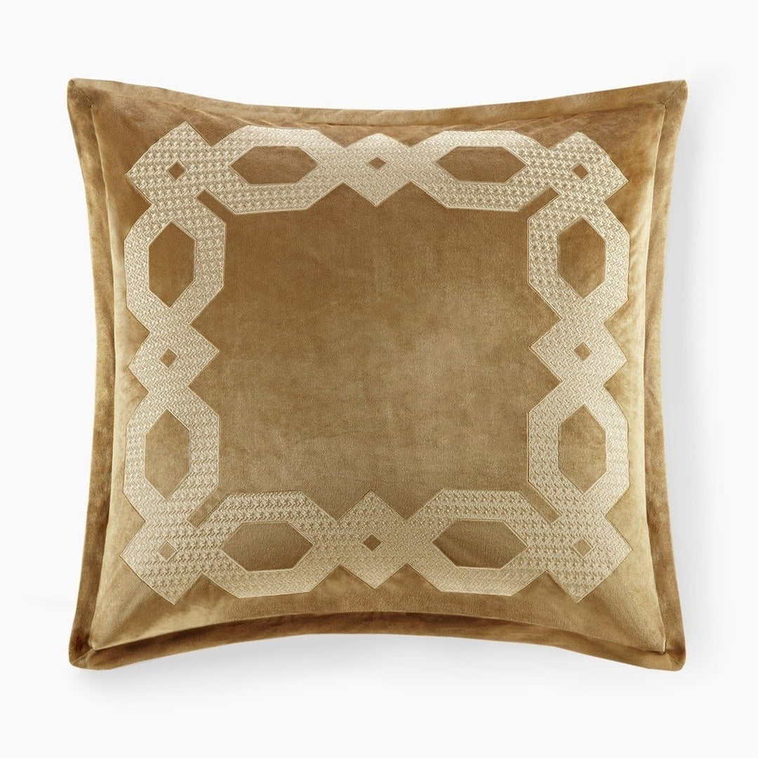 Gracie Mills Mallor Geometric Embroidered Velvet European Pillow Sham - GRACE-14872 Image 5