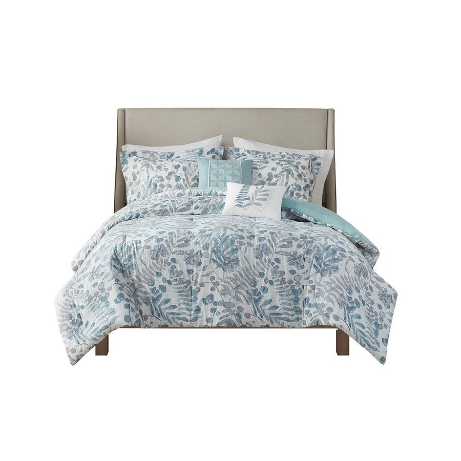 Gracie Mills Coastal Bliss Seersucker Comforter Set 5-Piece with Pillows GRACE-15508 Image 1