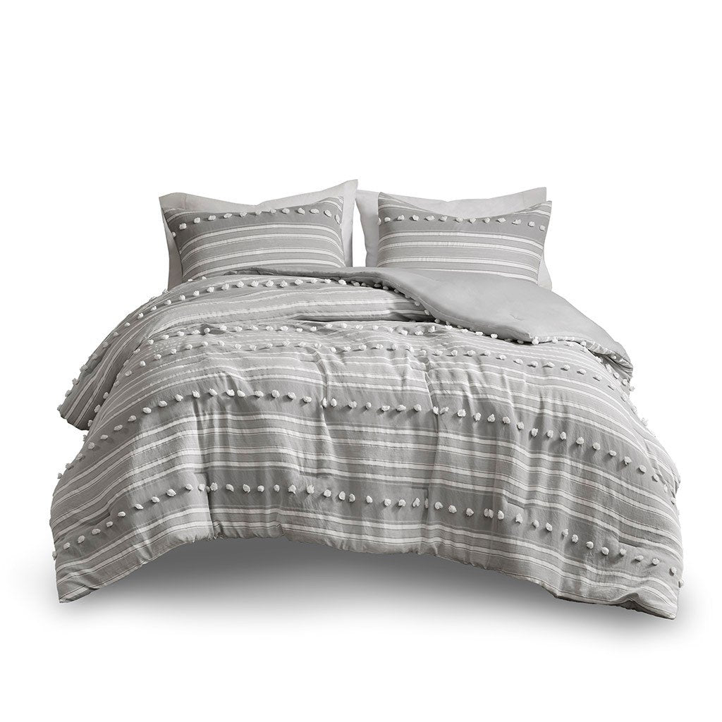 Gracie Mills Dorian Contemporary Striped Clipped Jacquard Comforter Set - GRACE-15543 Image 6