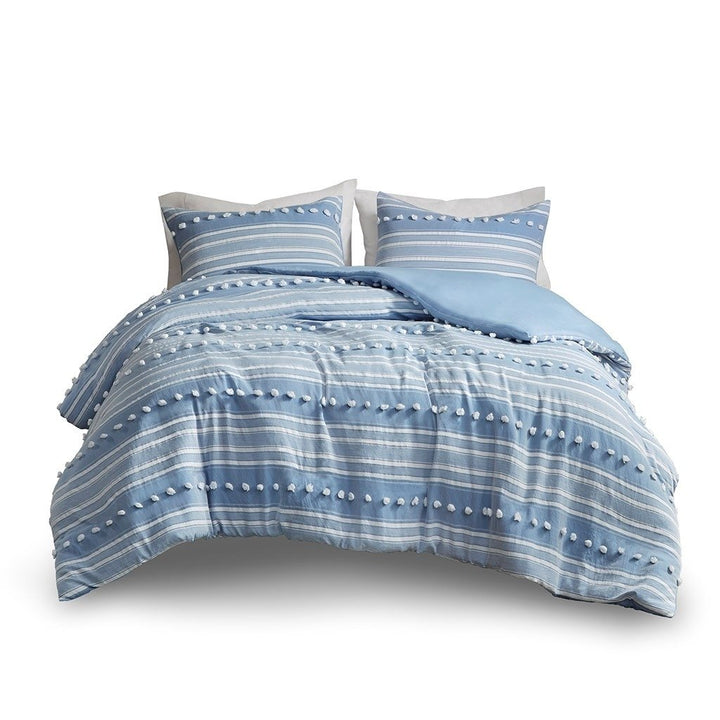 Gracie Mills Dorian Striped Poly Clipped Jacquard Duvet Cover Set - GRACE-15544 Image 1