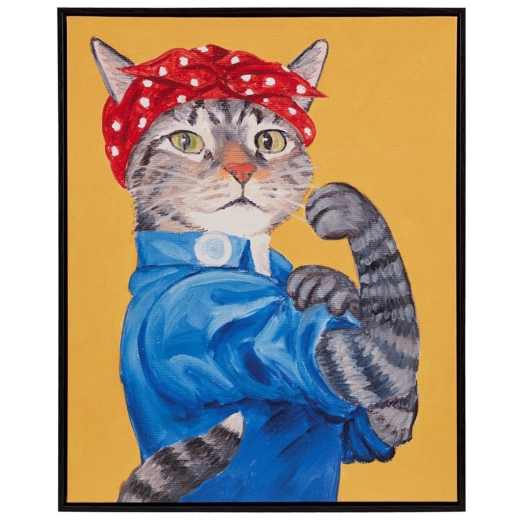 Gracie Mills McBride Framed Canvas Wall Art Kitty Queen Belle GRACE-15562 24x36 Image 1