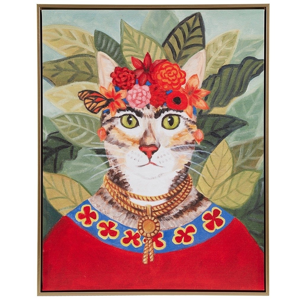 Gracie Mills McBride Framed Canvas Wall Art Kitty Queen Belle GRACE-15562 24x36 Image 1