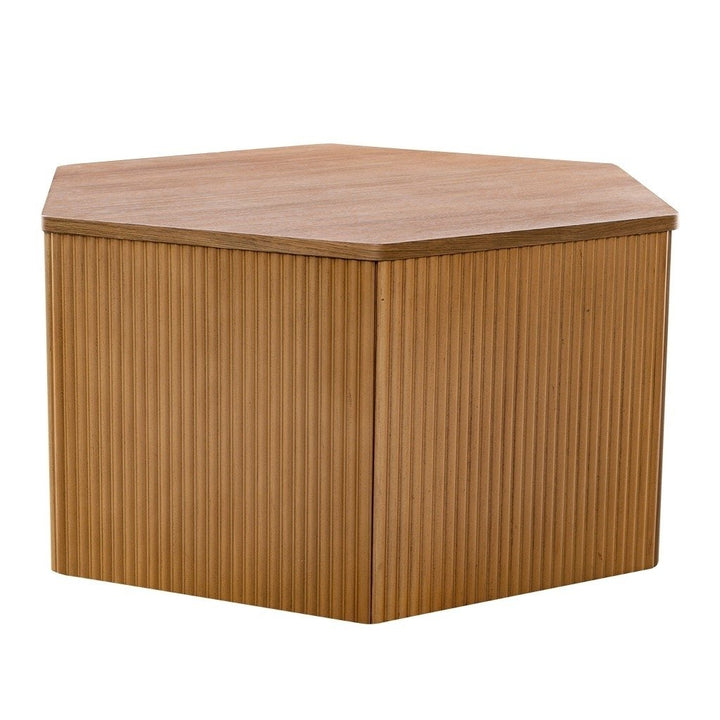 Gracie Mills Gael Fluted Hexagon Wood Veneer Coffee Table - GRACE-15532 Image 2