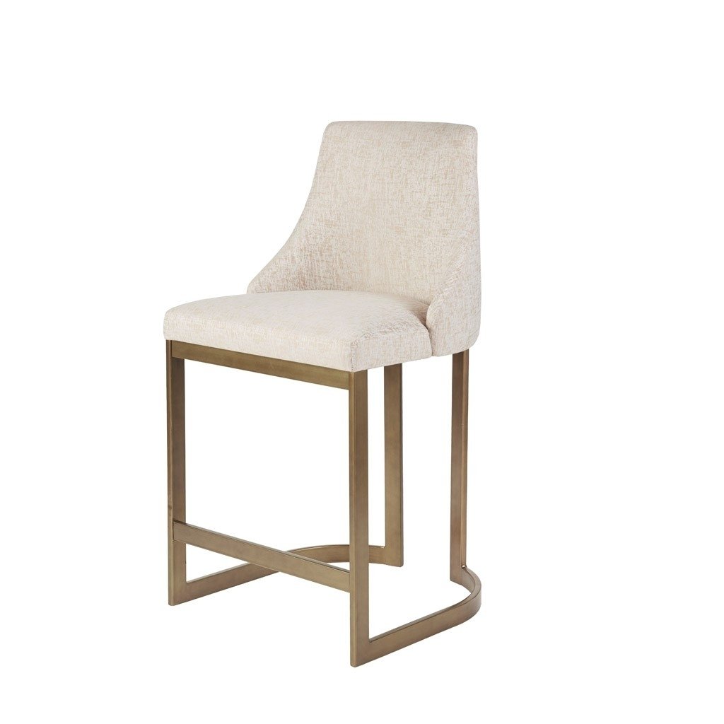 Gracie Mills Dillon Cream Upholstered Counter Stool 26" Antique Gold GRACE-15551 Image 1