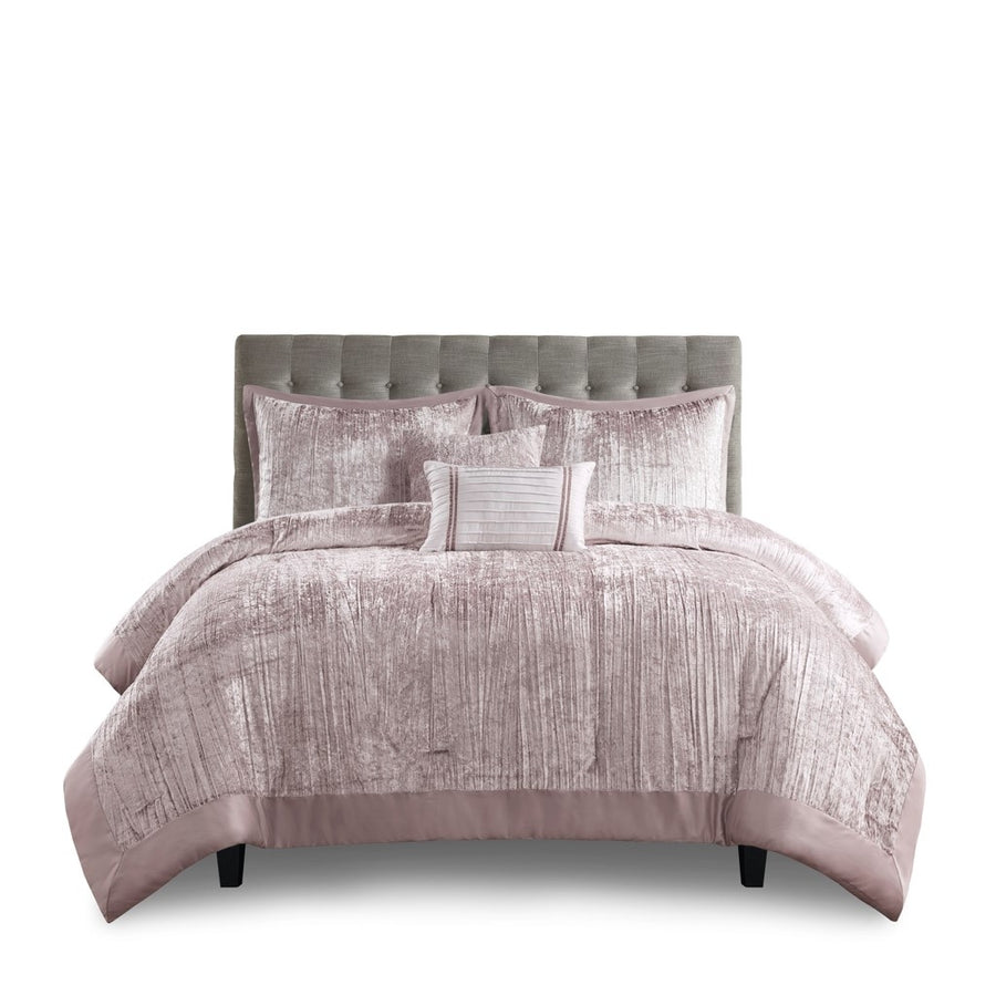 Gracie Mills 5-Piece Solid Crinkle Velvet Comforter Set - GRACE-15778 Image 1