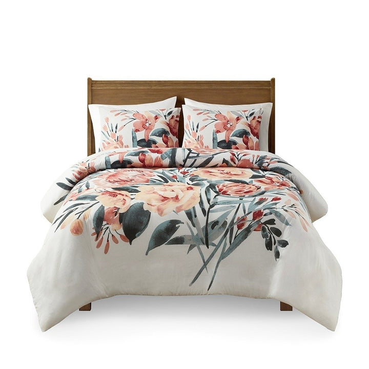 Gracie Mills 3-Piece Modern Floral Print Cotton Duvet Cover Set - GRACE-15768 Image 1