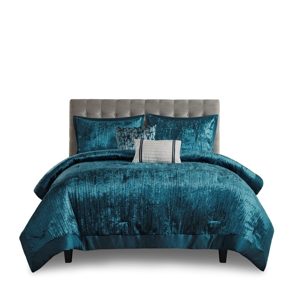 Gracie Mills 5-Piece Crinkle Velvet Comforter Set GRACE-15778 Full/Queen Hypoallergenic Image 5