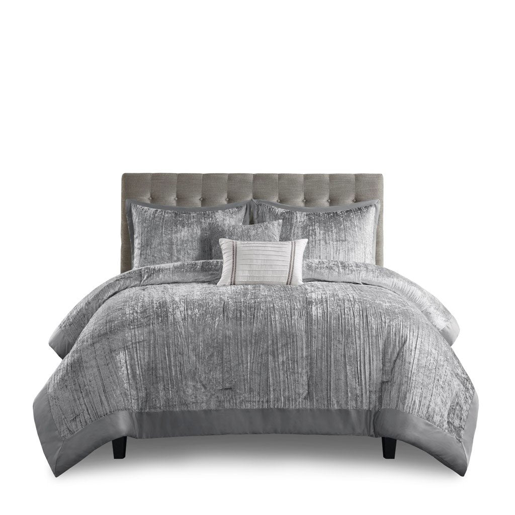 Gracie Mills 5-Piece Solid Crinkle Velvet Comforter Set - GRACE-15778 Image 6