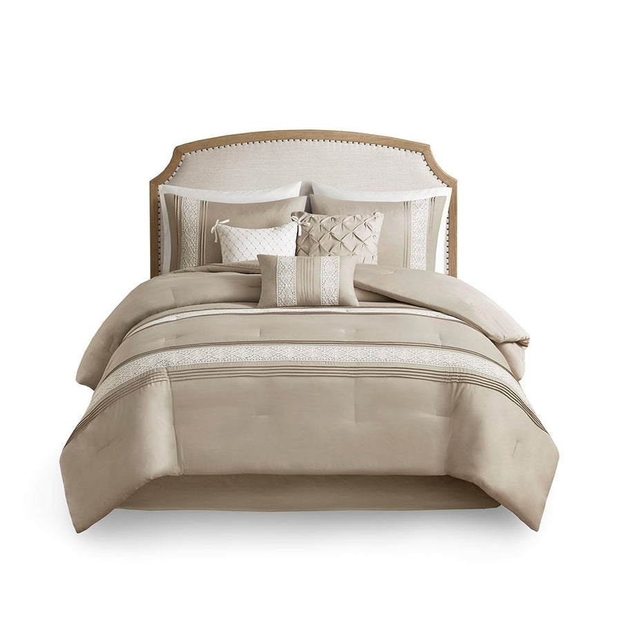 Gracie Mills 7-Piece Farmhouse Lace Trim Comforter Set with Throw Pillows - GRACE-15790 Image 1