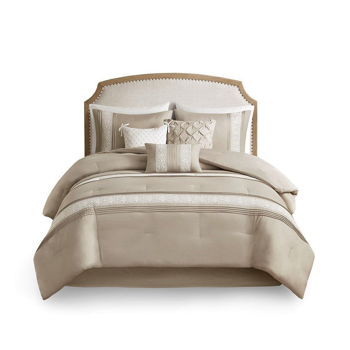 Gracie Mills 7-Piece Farmhouse Comforter Set White Lace Trim GRACE-15790 Image 1