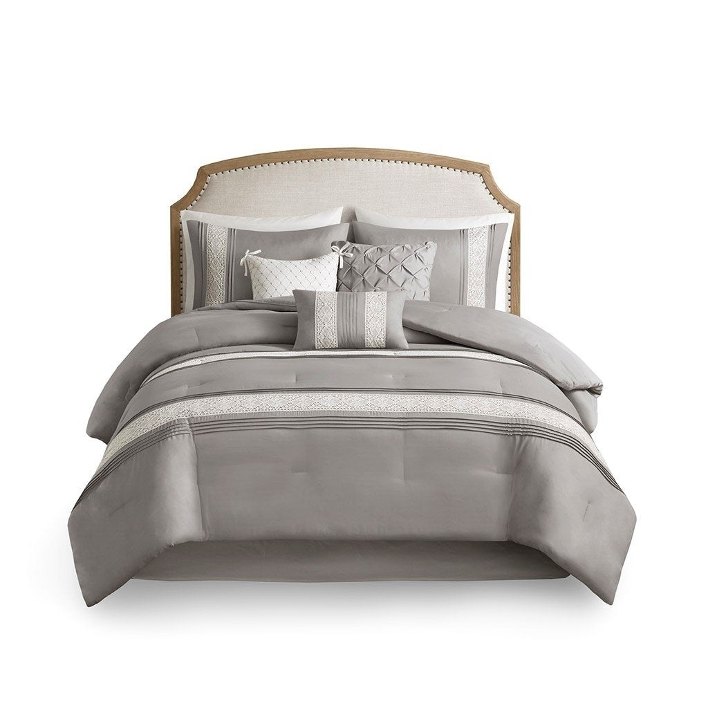 Gracie Mills 7-Piece Farmhouse Lace Trim Comforter Set with Throw Pillows - GRACE-15790 Image 6