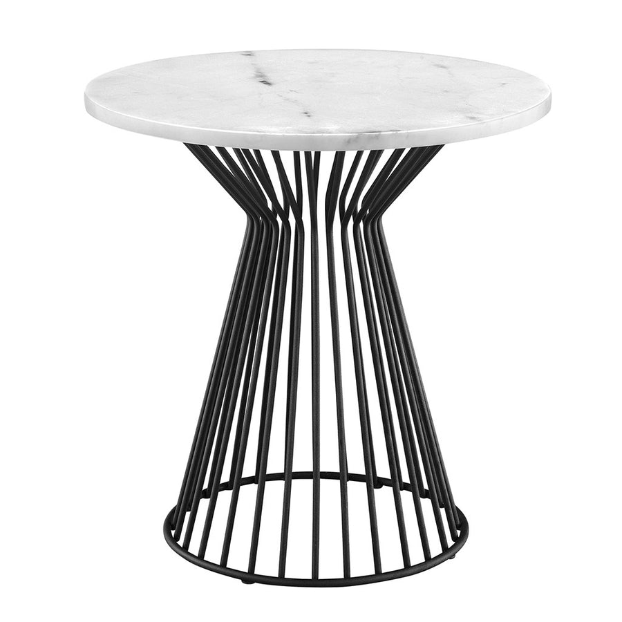 Gracie Mills Howell Matte Black and White Marble End Table - GRACE-7198 Image 1