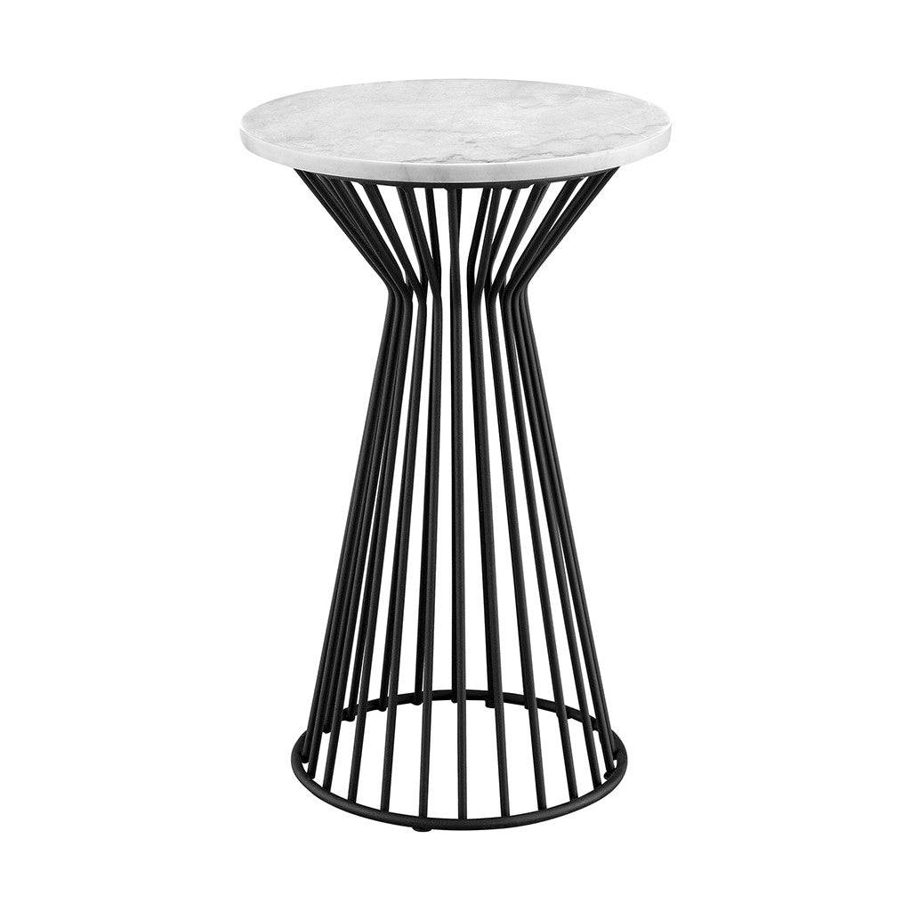 Gracie Mills Howell Matte Black and White Marble Pedestal - GRACE-7641 Image 1