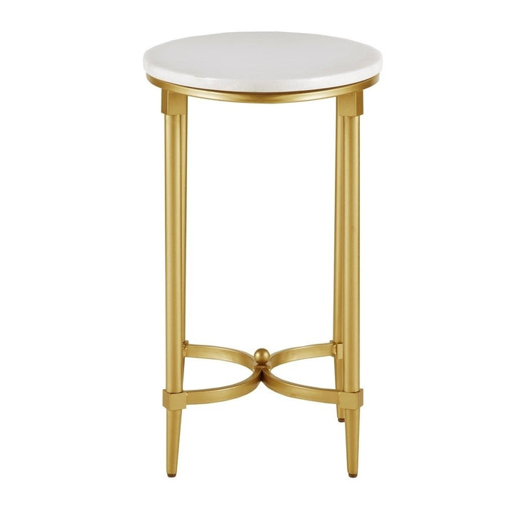 Gracie Mills Marlee White Marble and Gold Metal Oval End Table - GRACE-8615 Image 2