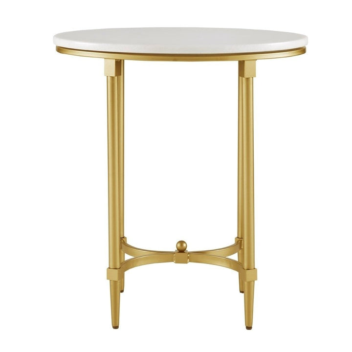 Gracie Mills Marlee White Marble and Gold Metal Oval End Table - GRACE-8615 Image 3