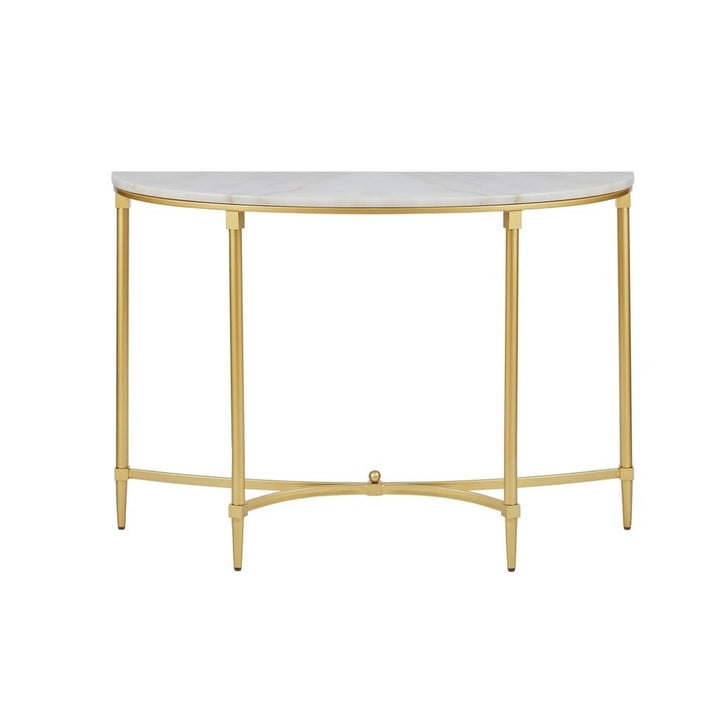 Gracie Mills Marlee Round White Marble and Gold Metal Console Table - GRACE-8616 Image 1