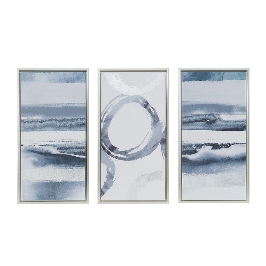 Gracie Mills Mills 3-Piece Silver Foil Abstract Framed Wall Art Set - GRACE-8766 Image 1