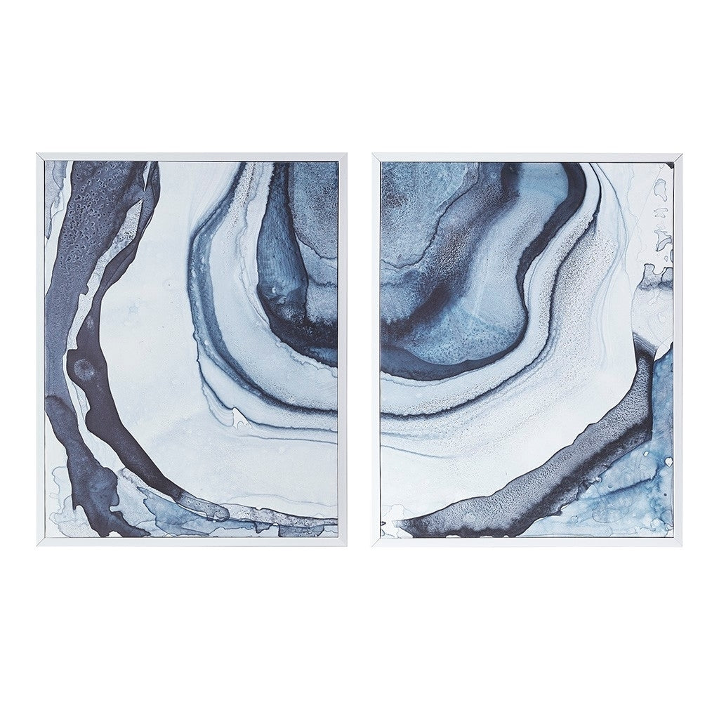 Gracie Mills Luther 2-Piece Blue Abstract Diptych Framed Canvas Set - GRACE-9271 Image 1