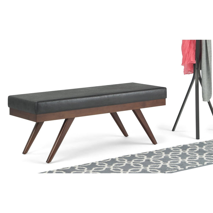 Chanelle Ottoman Bench in Distressed Vegan Leather Image 3
