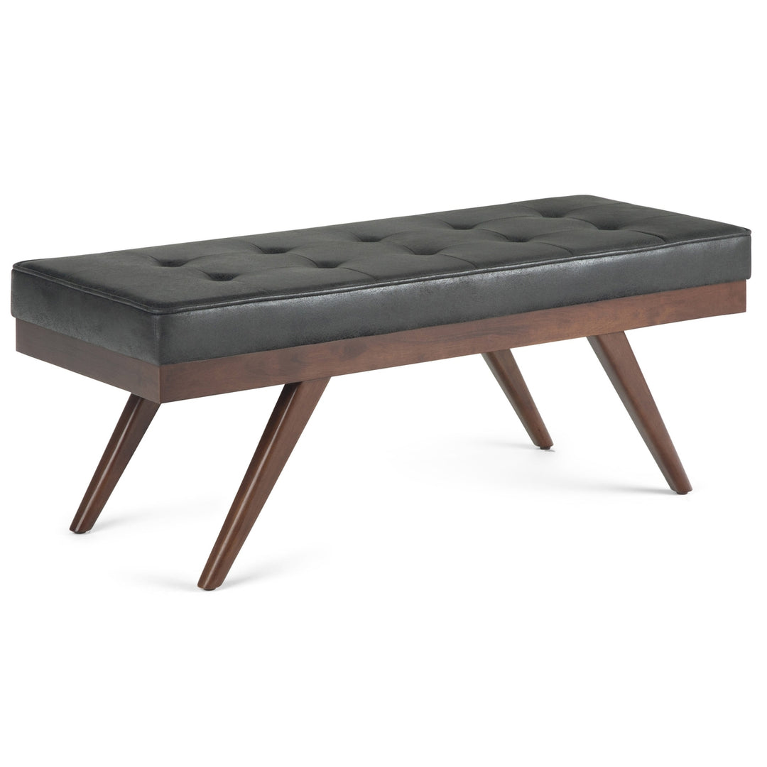 Pierce Ottoman Bench in Distressed Vegan Leather Image 1