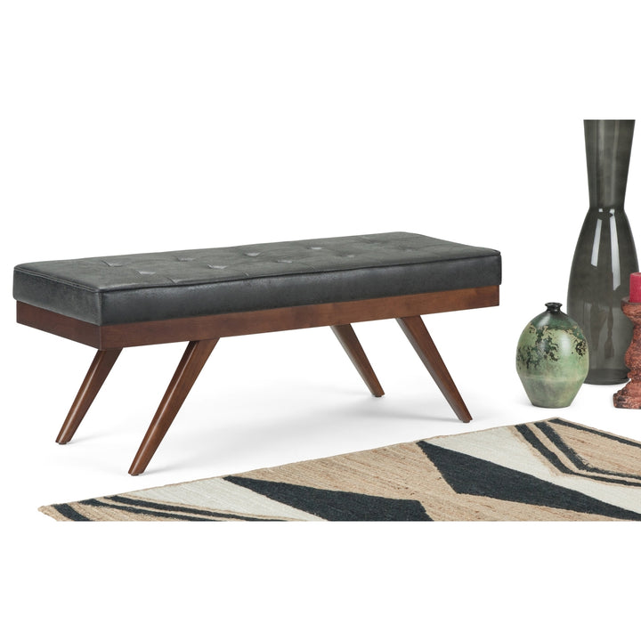 Pierce Ottoman Bench in Distressed Vegan Leather Image 3