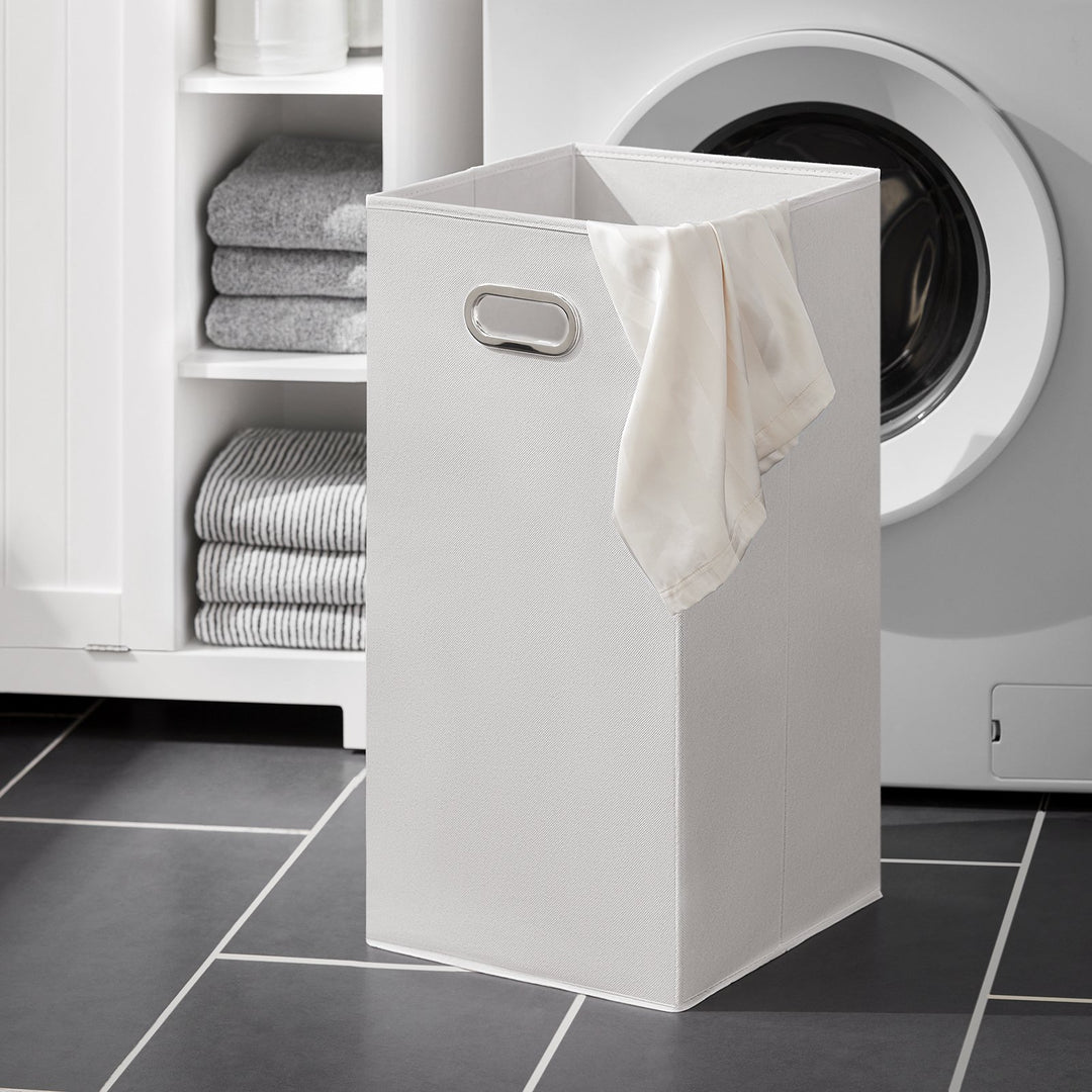 Haotian BZR105-W White Laundry Cabinet with 1 Hamper and 3 Shelves 24x15x34 Image 3