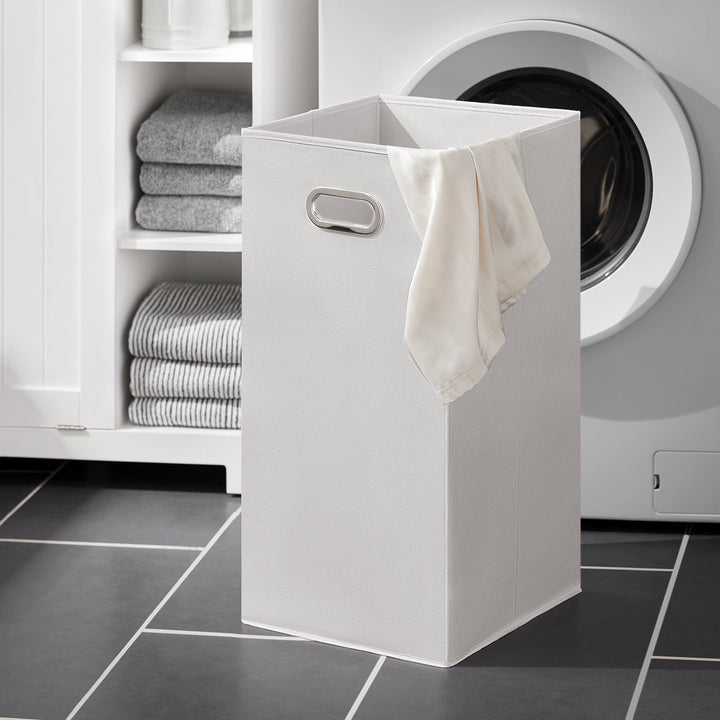 Haotian BZR105-W White Laundry Cabinet with 1 Hamper and 3 Shelves 24x15x34 Image 3