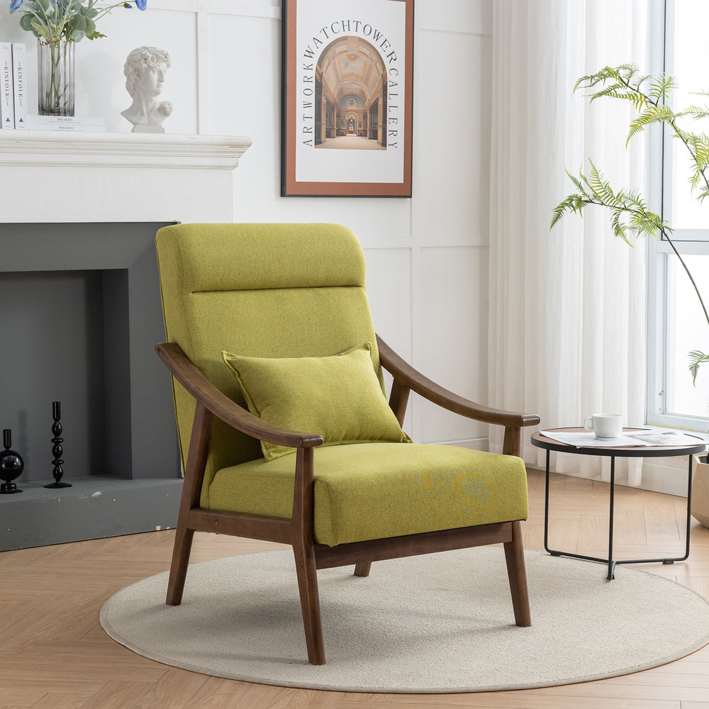 SEYNAR Mid Century Boucle Uplostered High Back Soild Wood Accent Armchair with Pillow Image 2