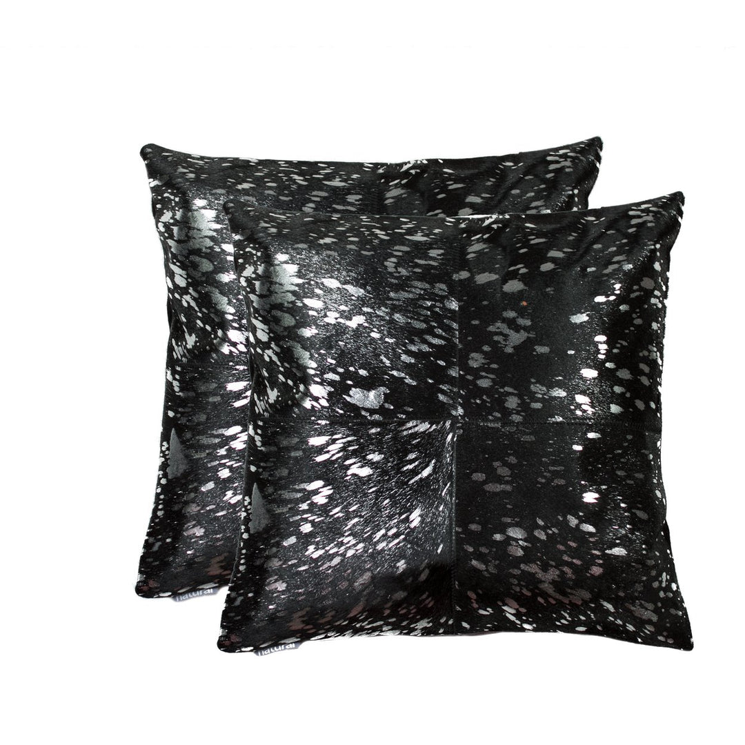 Torino Cowhide Pillow Set 2-Pack 18x18 Gold Chocolate Accent Pillows Image 1