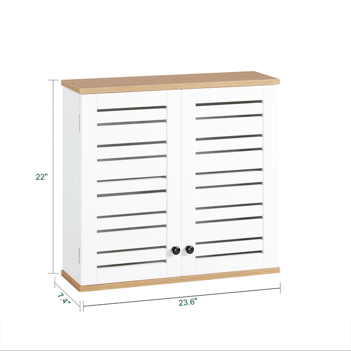 Haotian BZR42-W Wall Cabinet Bathroom Kitchen MDF White 23.6x7.5x22 Inch Image 2