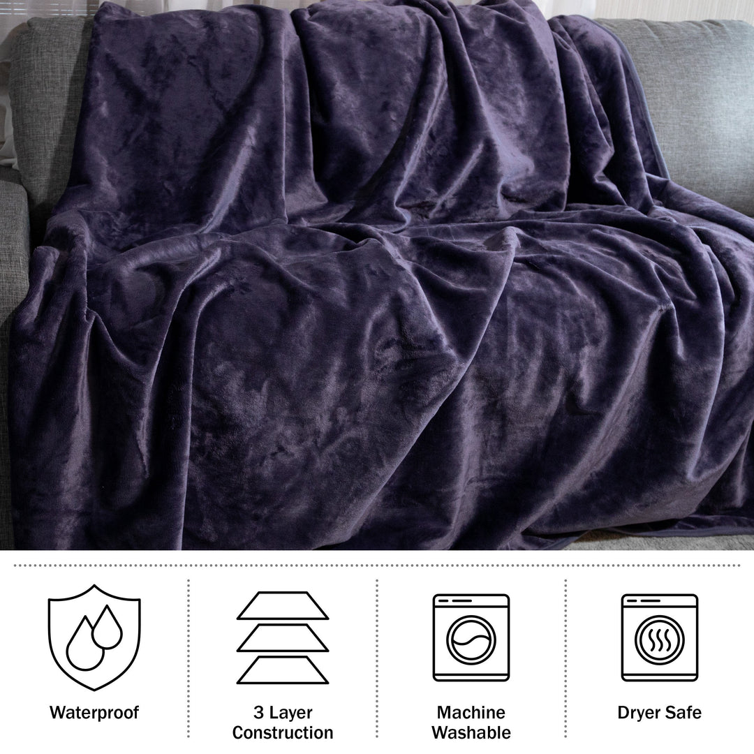 King Waterproof Throw Blanket XL 80x80 Inch Soft Flannel for Pets Couch Bed Image 1