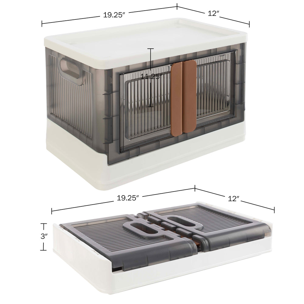 Collapsible Storage Container Organizer with Lids 19x12x11 inch White Gray Image 2