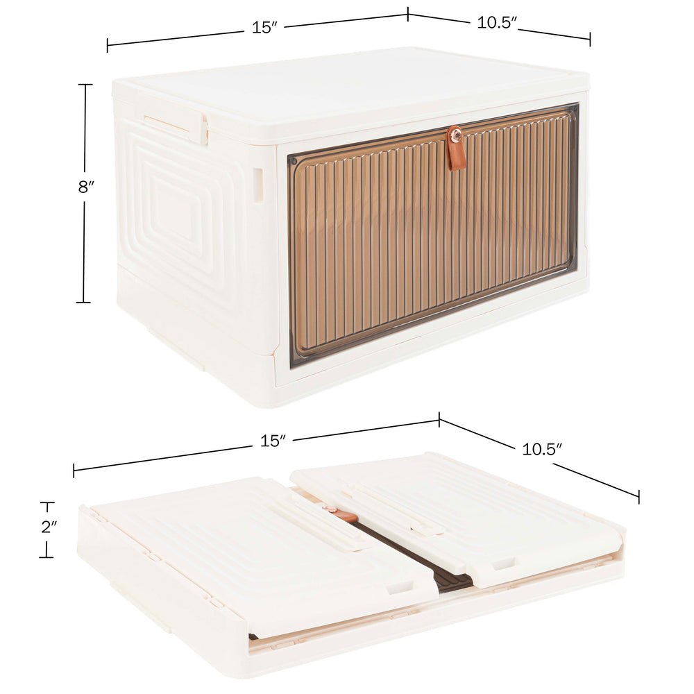 Collapsible Storage Container Organizer with Lids 15x10 inch White Gray 23Qt Image 2