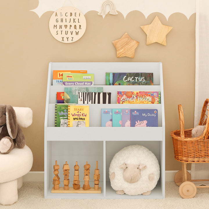 Haotian KMB01-W, White Children Kids Bookcase Book Shelf Storage Display Rack Organizer Holder Image 1