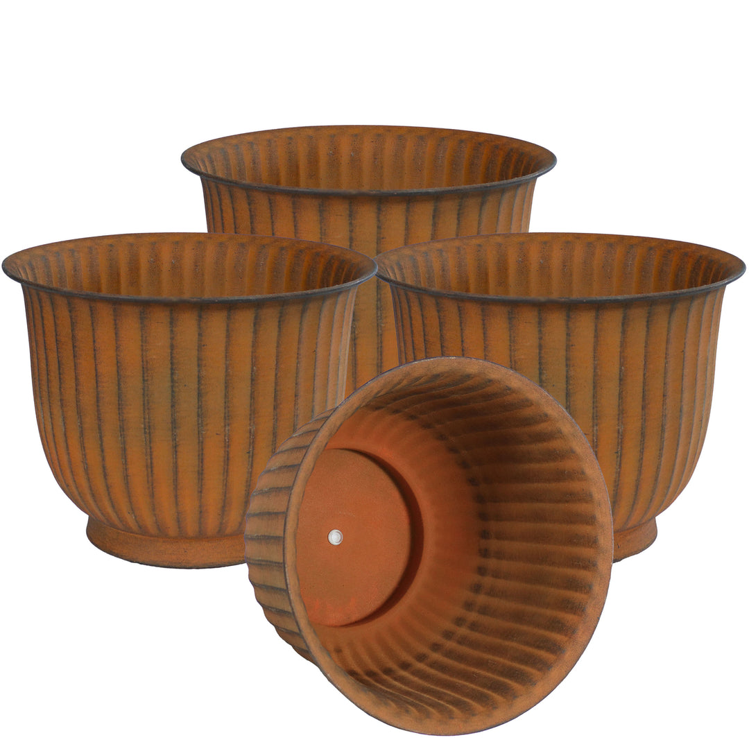 Sunnydaze Carlotta Metal Planter - 14.75 in - Matte Brown - Set of 4 Image 1