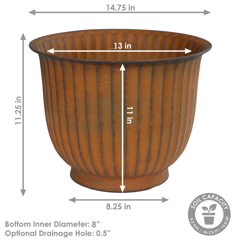 Sunnydaze Carlotta Metal Planter - 14.75 in - Matte Brown - Set of 4 Image 2